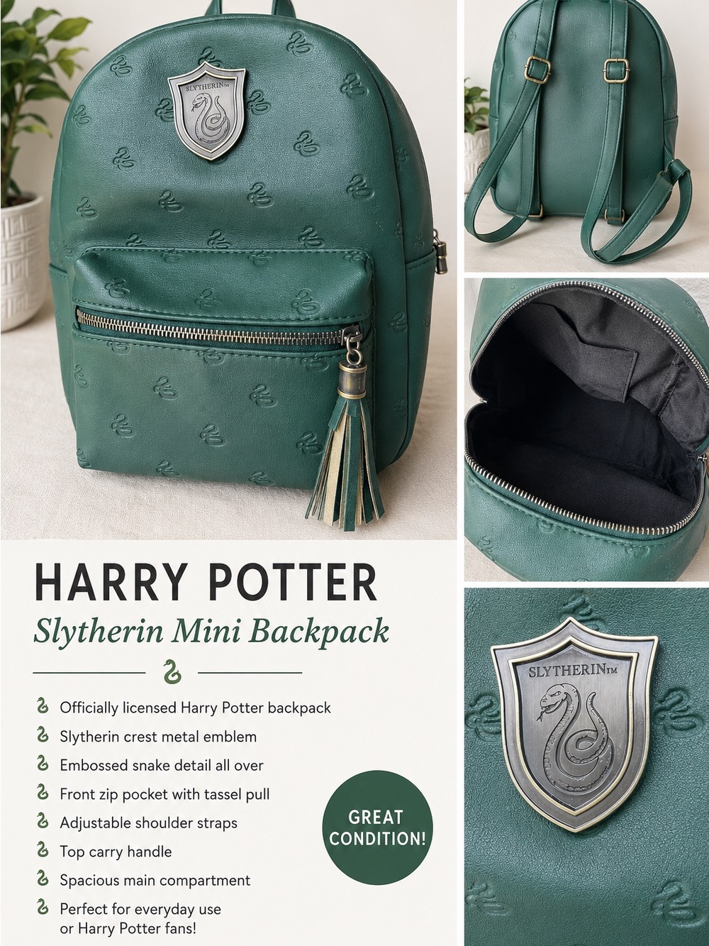 Warner Bros. Slytherin Mini Backpack in Forest Green